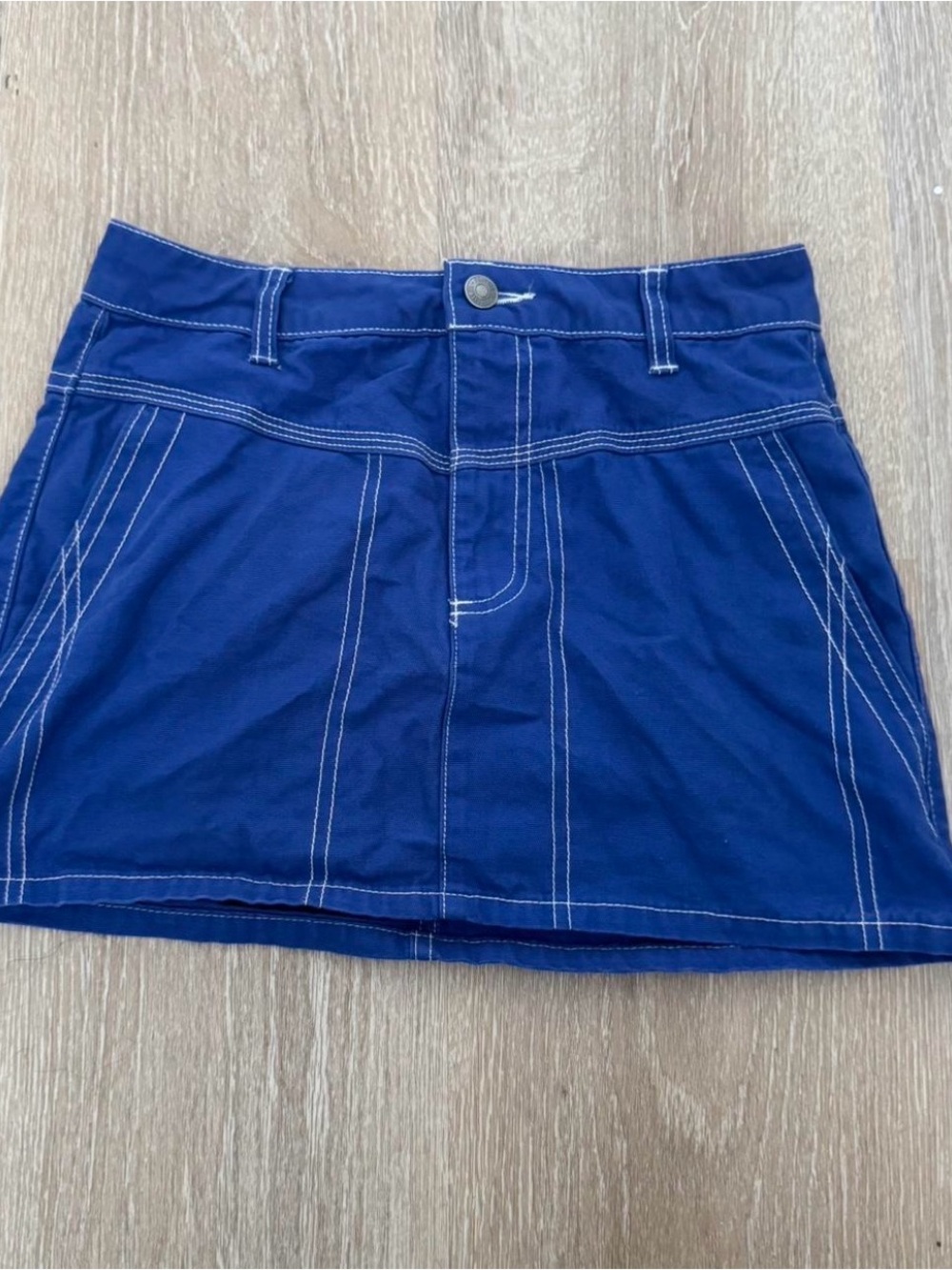 Forever 21 Royal Blue Mini Skirt with White Topstitch